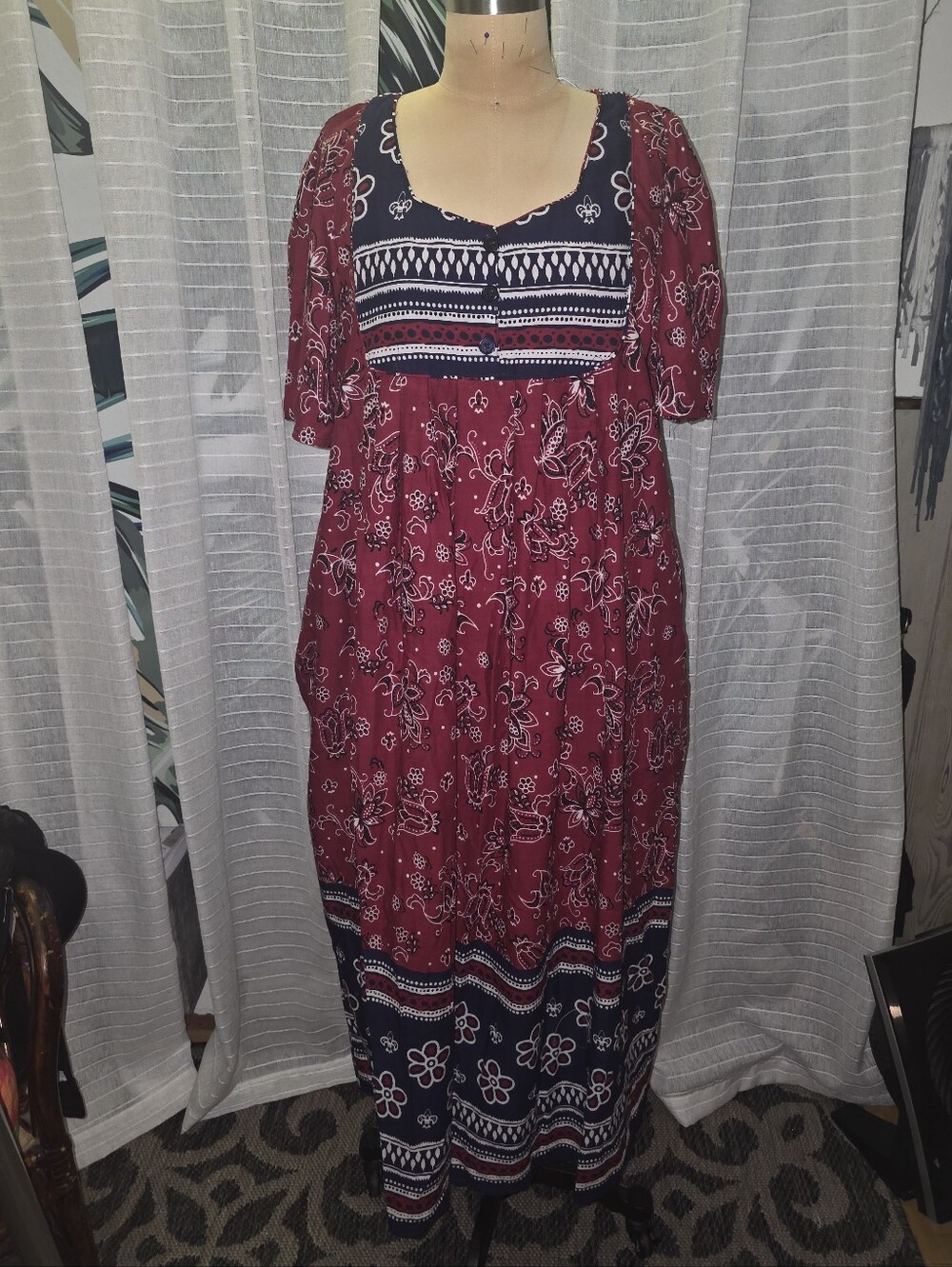 Red White And Blue Muu'mu With Pockets Sz 18/20 Large
